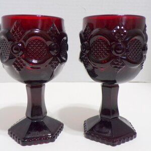 Avon Cape Cod vintage Ruby wine goblets set of 2 Avon 25, 33 on bottom